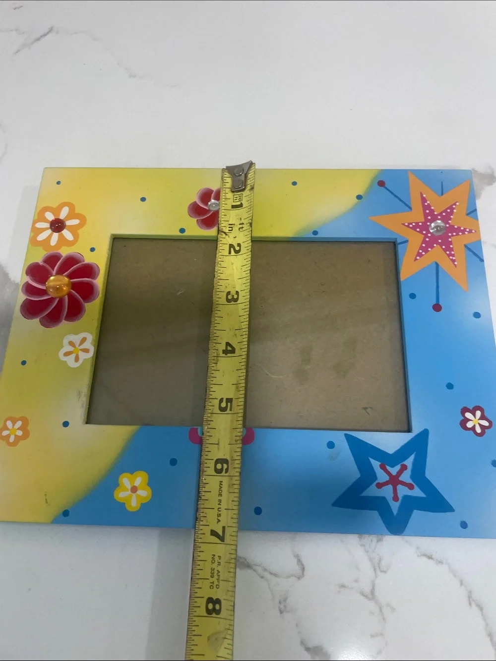 Hand-Painted Blue & Yellow Floral Star Picture Frame